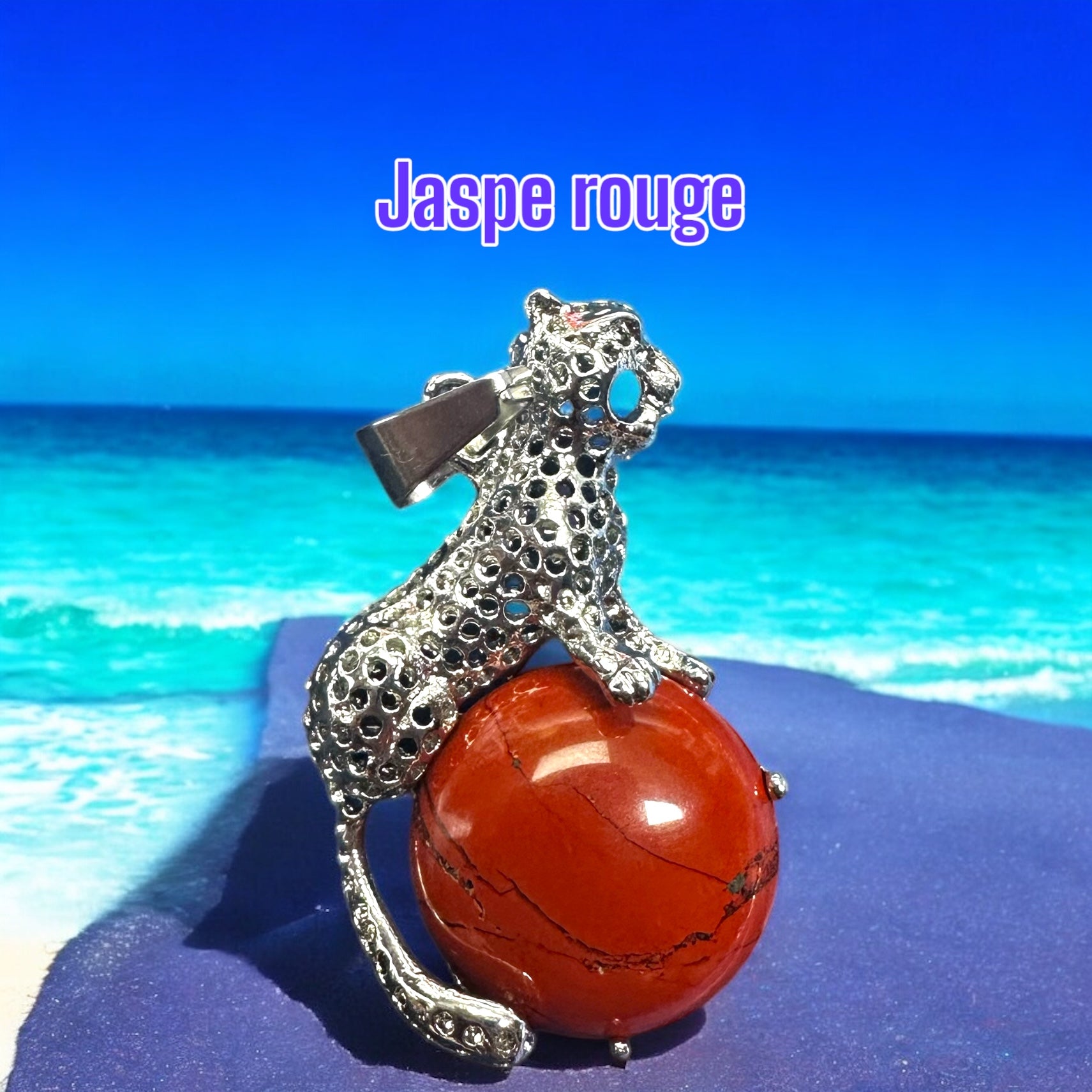 🐆 Pendentif Léopard en pierres naturelles – Bijou spirituel
