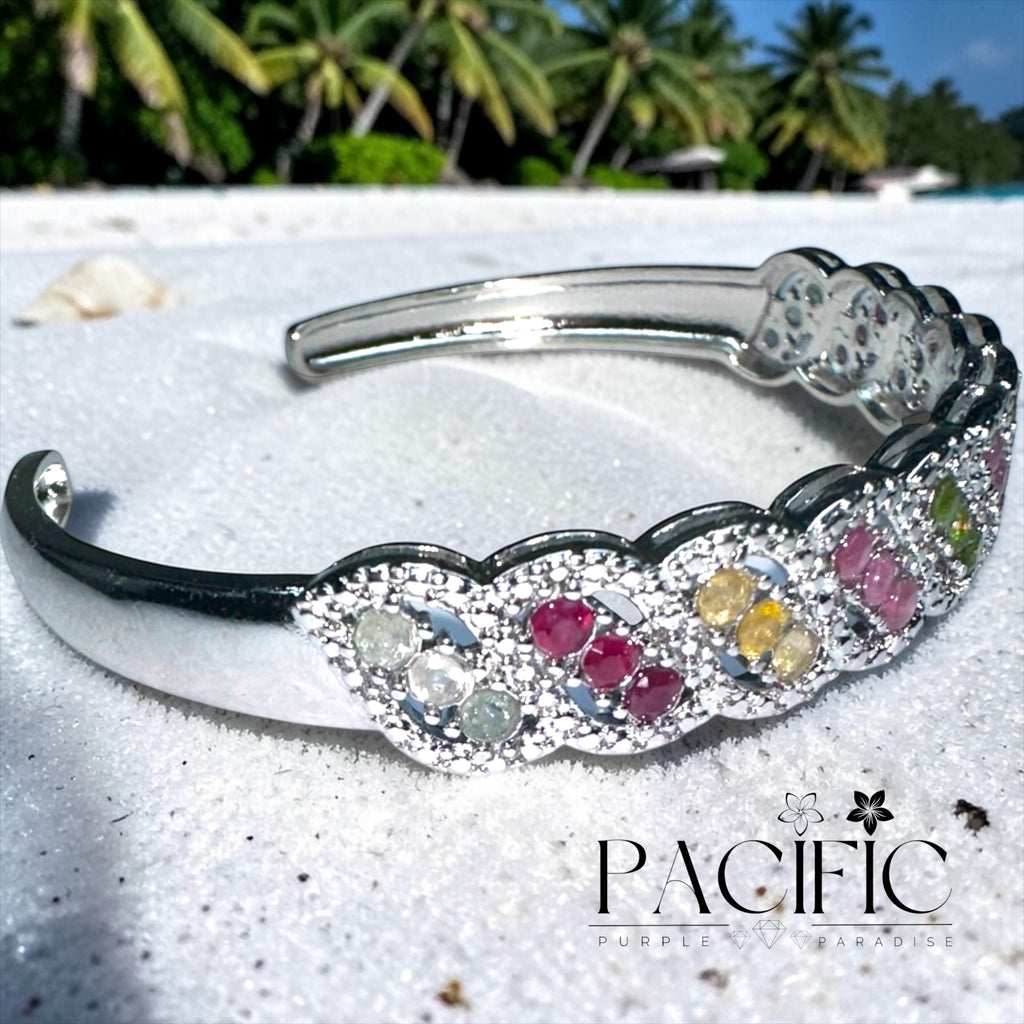 Rainbow Tourmaline Bangle, Emotional Balance & Creativity