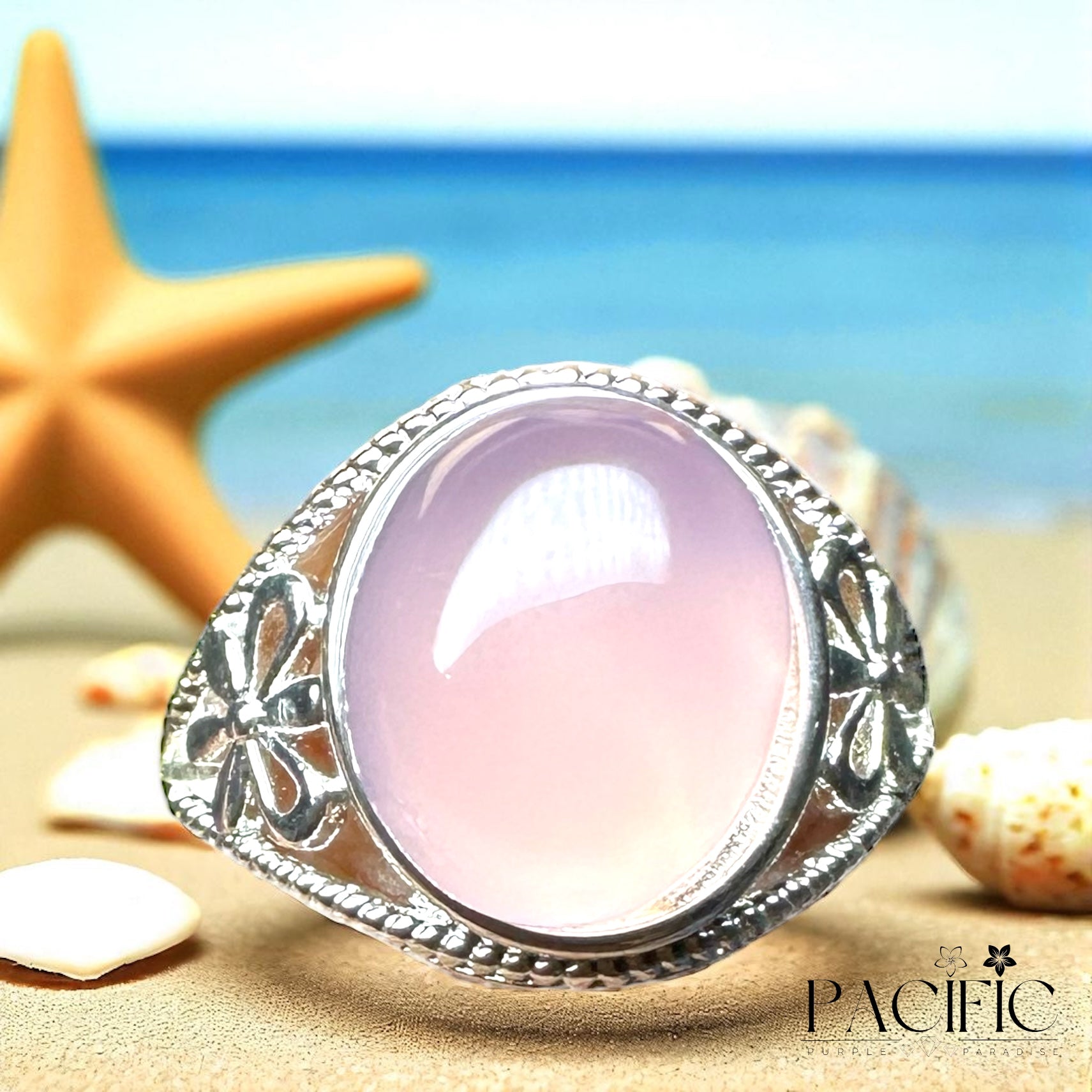 💗 L’Étreinte du Cœur - Bague en Calcédoine Rose 💗