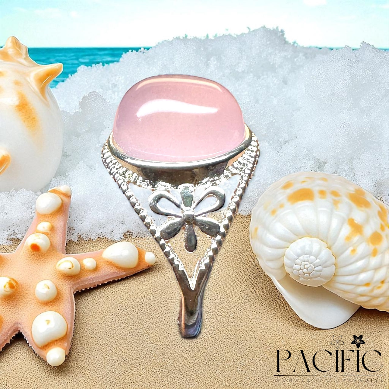 💗 L’Étreinte du Cœur - Bague en Calcédoine Rose 💗