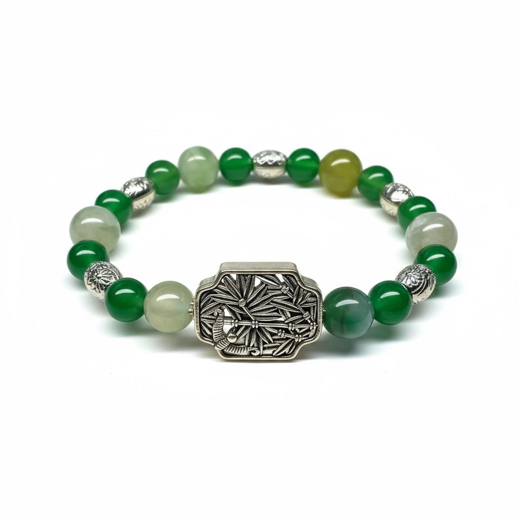 Bracelet en Agate Fleur de Cerisier Verte — Harmonie, Douceur et Protection Naturelle