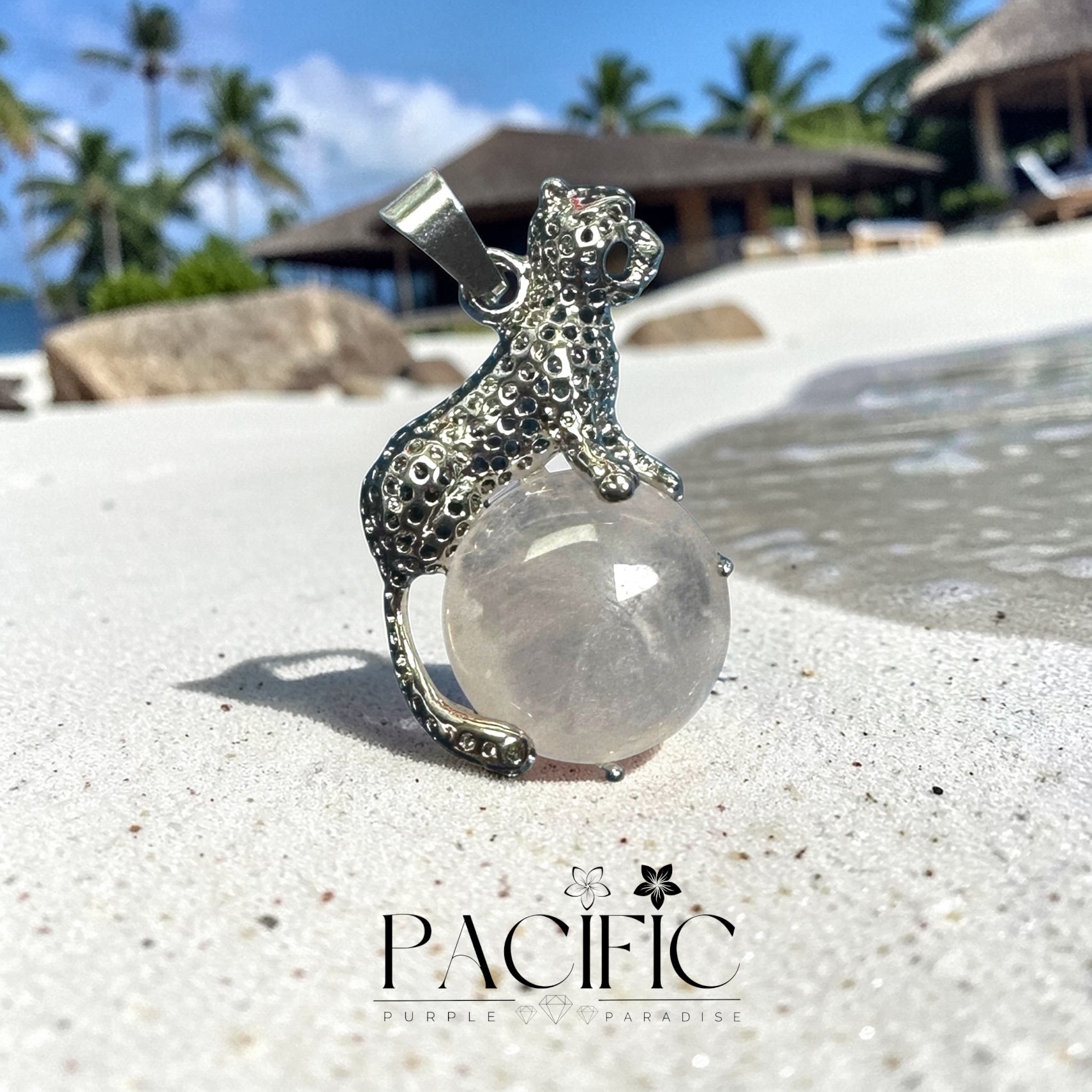 🐆 Pendentif Léopard en pierres naturelles – Bijou spirituel