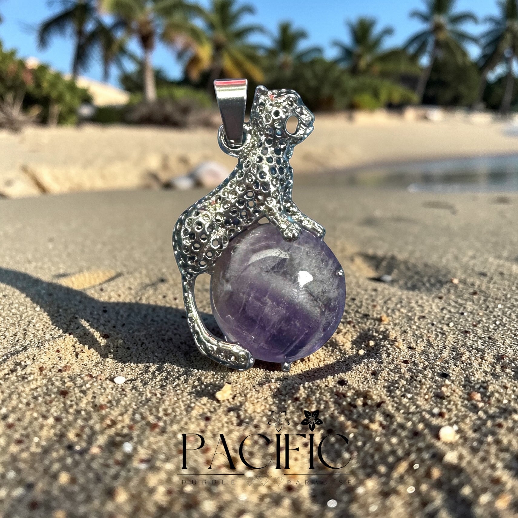 🐆 Pendentif Léopard en pierres naturelles – Bijou spirituel