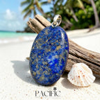 Pendentif ovale en lapis-lazuli bleu profond, pierre naturelle de protection