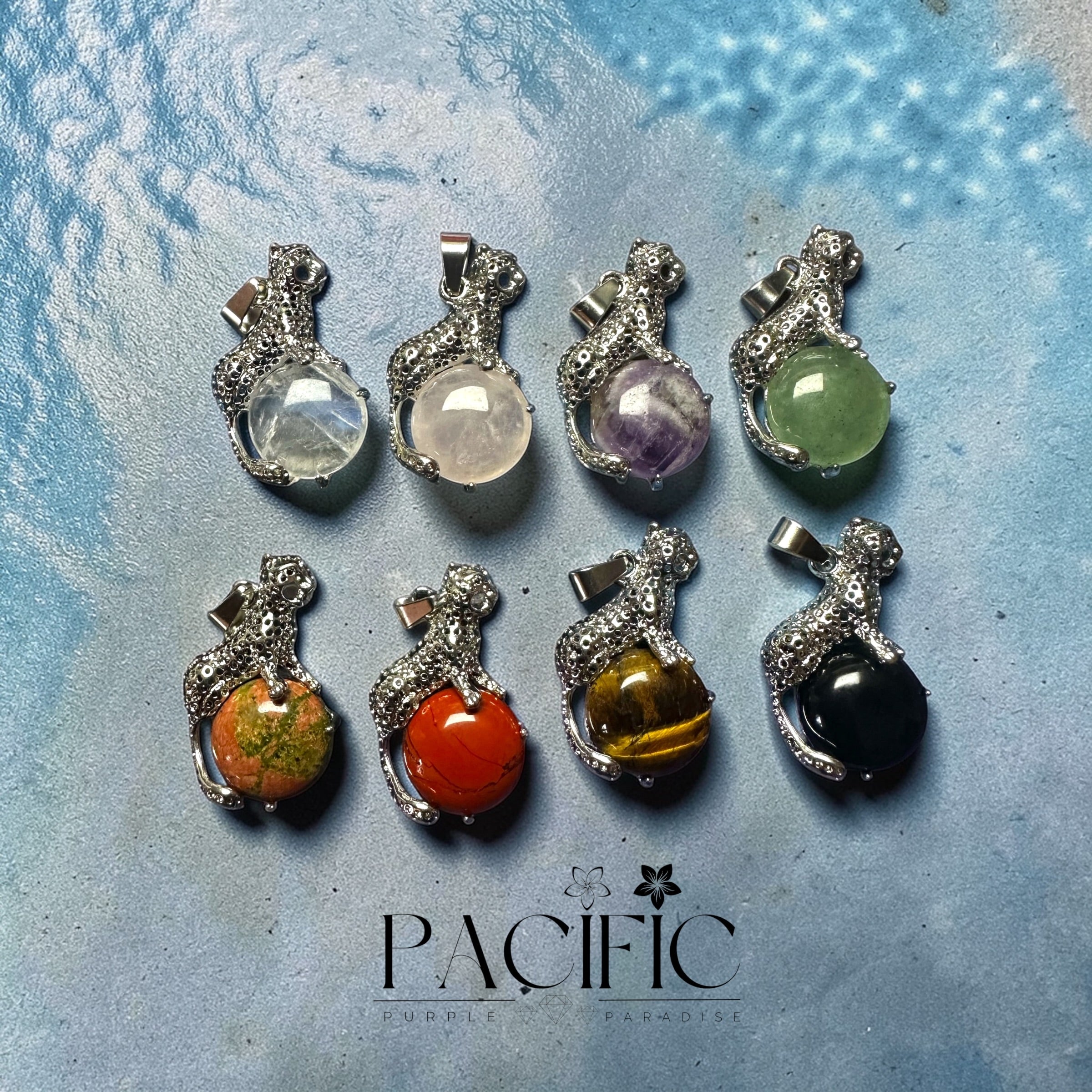 🐆 Pendentif Léopard en pierres naturelles Bijou spirituel