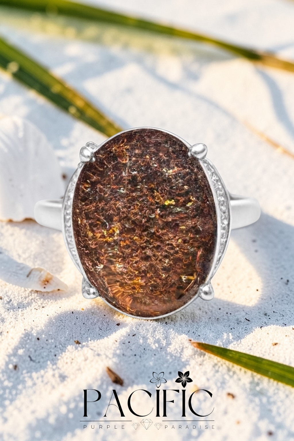 Bague en Garden Quartz naturelle vue de face, sertie en argent 925, bijou énergétique pour clarté et ancrage
