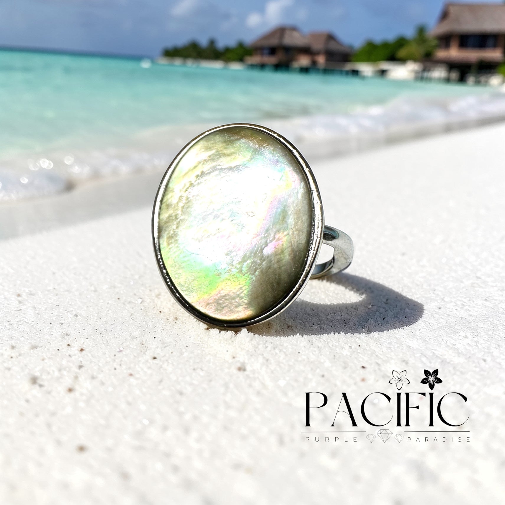 Bague Ormeau Sacré, reflets nacrés et énergie apaisante