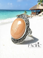 Bague en pierre de lune pêche, éclat doux et harmonie émotionnelle