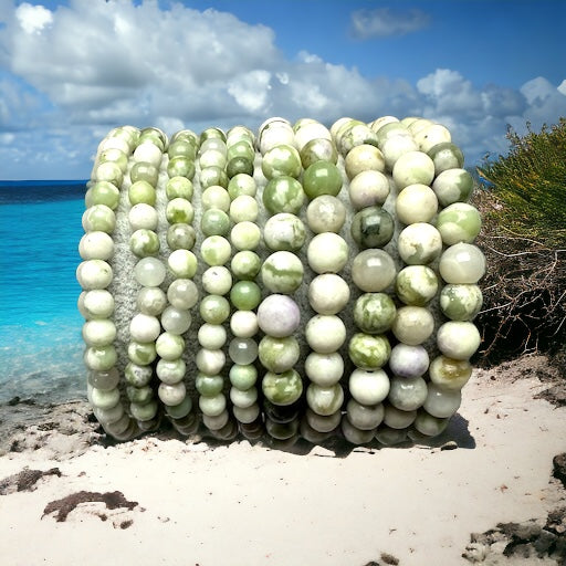 Bracelet Lucky Jade perles 6 mm – bijou énergétique pierre naturelle, chance et protection