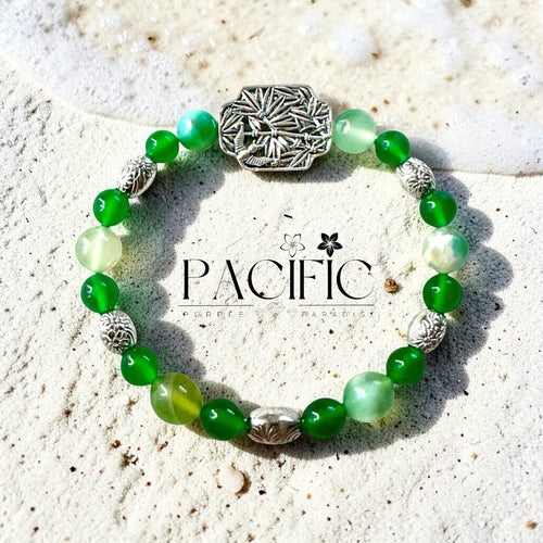 Bracelet en Agate Fleur de Cerisier Verte, pierre naturelle apaisante et harmonisante