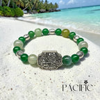 Bracelet agate verte et fleur de cerisier, nuances douces et énergie équilibrante