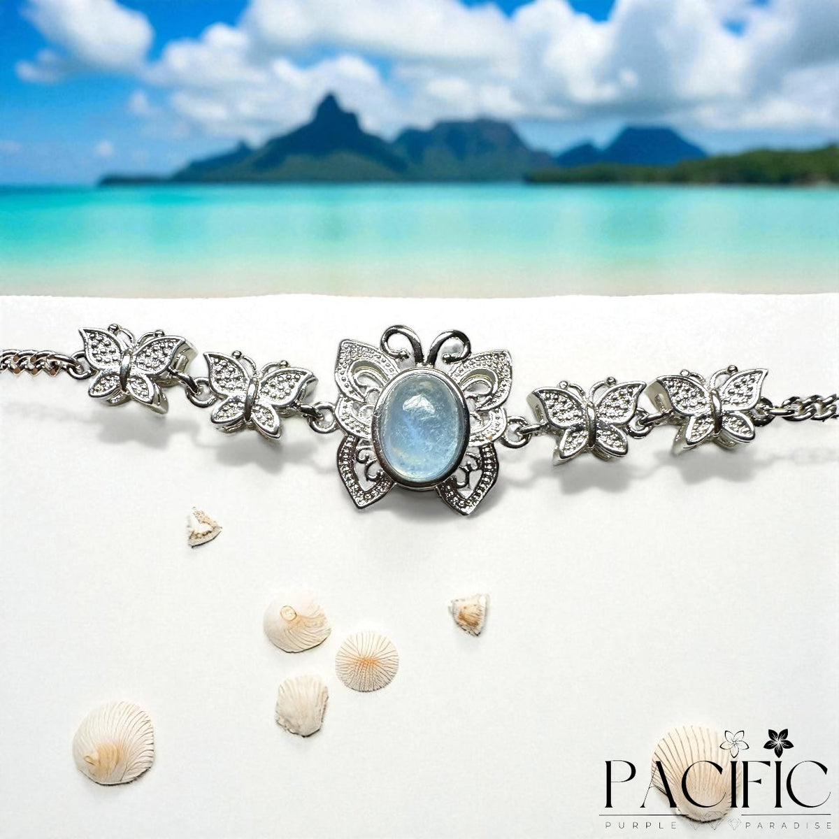 Bracelet Papillon en Aigue‑Marine naturelle, bijou apaisant pour calme intérieur et clarté mentale