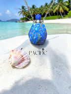 Collier lapis lazuli bouteille de parfum facettée 1