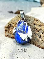 Pendentif lapis lazuli goutte avec papillon 4